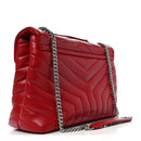 Calfskin Y Quilted Monogram Medium Loulou Chain Satchel Red