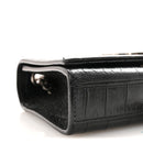 Calfskin Crocodile Embossed Small Classic Monogram Kate Tassel Satchel Black