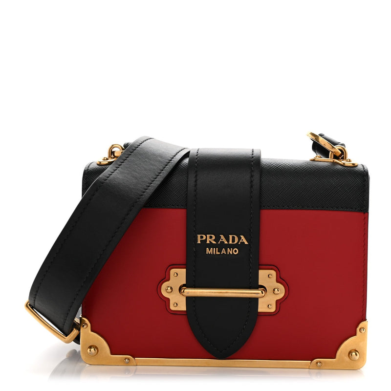 City Calfskin Saffiano Cahier Bag Fuoco Black