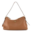 Soft Calfskin Large Aimee Shoulder Bag Caramel