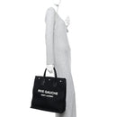 Linen Calfskin Rive Gauche North South Tote Black