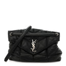 Lambskin Quilted Medium Loulou Puffer Monogram Chain Satchel Black