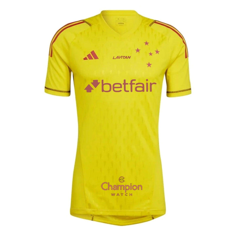 Cruzeiro 24/25 Goalkeeper Jersey - Yellow - All Sponsors - Fan Version | Free Shipping + Keychain Gift